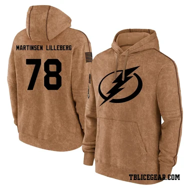 Brown Men's Emil Lilleberg Tampa Bay Lightning 2023 Salute to Service Club Pullover Hoodie