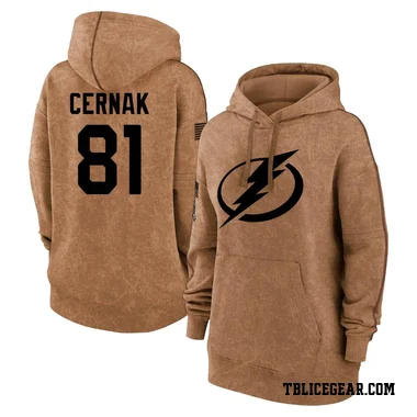 Brown Women's Erik Cernak Tampa Bay Lightning 2023 Salute to Service Pullover Hoodie