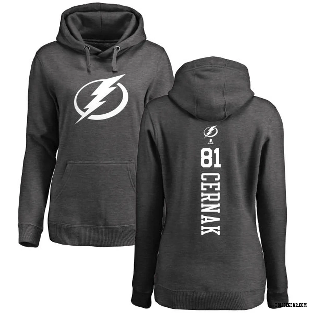Charcoal Women's Erik Cernak Tampa Bay Lightning Branded One Color Backer Pullover Hoodie