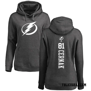 Charcoal Women's Erik Cernak Tampa Bay Lightning Branded One Color Backer Pullover Hoodie