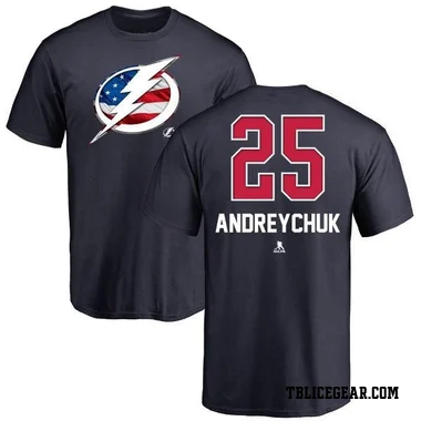 Navy Men's Dave Andreychuk Tampa Bay Lightning Name and Number Banner Wave T-Shirt -