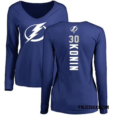 Royal Women's Kyle Konin Tampa Bay Lightning Backer V-Neck Long-Sleeve T-Shirt -