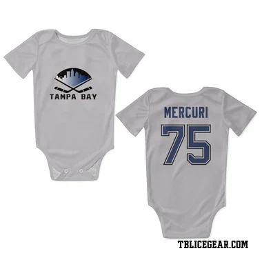 White Tampa Bay Lightning Lucas Mercuri   Newborn & Infant Bodysuit