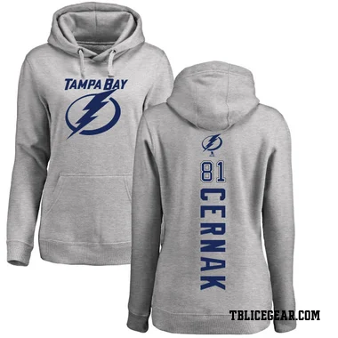 Women's Erik Cernak Tampa Bay Lightning Branded Ash Backer Pullover Hoodie