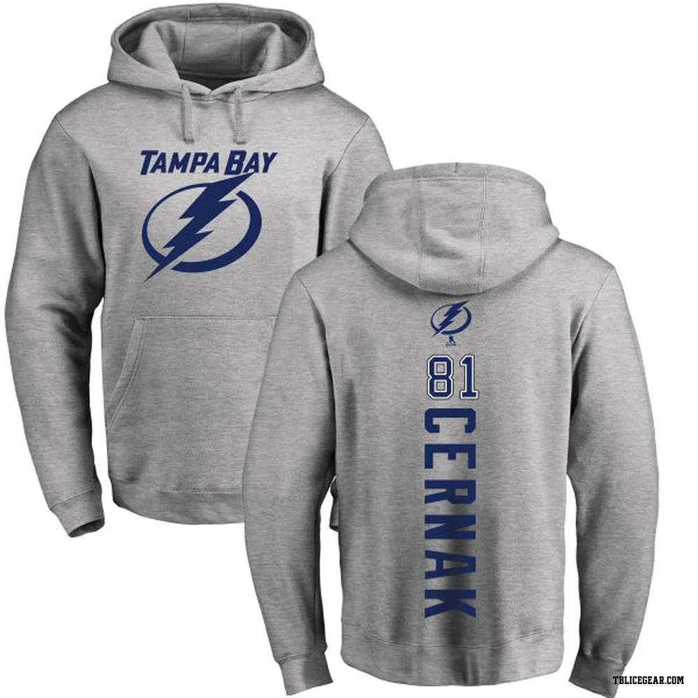 Youth Erik Cernak Tampa Bay Lightning Branded Ash Backer Pullover Hoodie